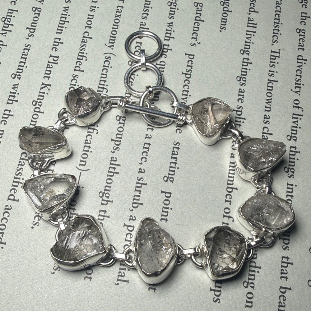 Sterling Herkimer Diamond Tennis Toggle Bracelet 6.5 in - 7.5 in - Picture 6 of 8